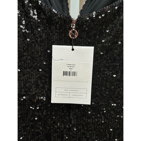 NEW NWT Nookie Revolve Lumiere Sequin Gown Black size Small - Picture 8 of 9